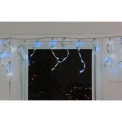 Northlight 100ct. LED Wide Angle Icicle Christmas Lights With White Wire Blue -Northlight Decor Store D676189S 13