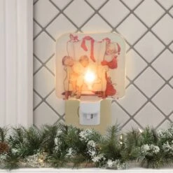 Northlight 6" Norman Rockwell 'Santa Looking At Two Sleeping Children' Glass Christmas Night Light -Northlight Decor Store D676231S 2
