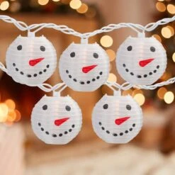 Northlight 10ct. White Snowman Paper Lantern Christmas Light Set -Northlight Decor Store D676233S 11
