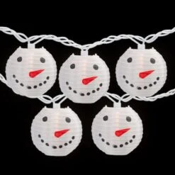 Northlight 10ct. White Snowman Paper Lantern Christmas Light Set -Northlight Decor Store D676233S 13