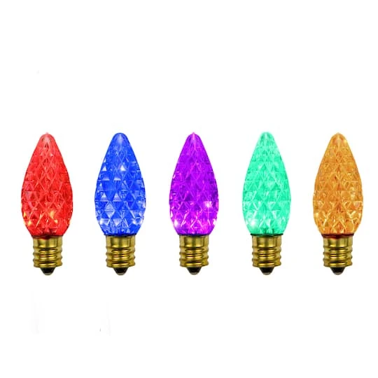 Northlight Multicolor Faceted C7 LED Replacement Christmas Bulbs, 25ct. 1 Northlight Multicolor Faceted C7 LED Replacement Christmas Bulbs, 25ct.