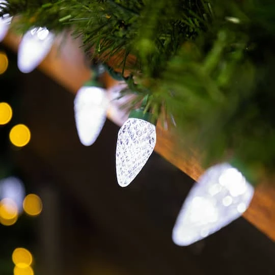 Northlight 100ct. Faceted LED C9 Christmas String Lights Pure White 7 Northlight 100ct. Faceted LED C9 Christmas String Lights Pure White - Image 7
