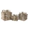 Northlight Lighted Rattan Gift Boxes With Burlap Bows Tabletop Christmas Decorations Set