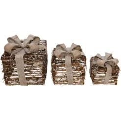 Northlight Lighted Rattan Gift Boxes With Burlap Bows Tabletop Christmas Decorations Set 14 Northlight Lighted Rattan Gift Boxes With Burlap Bows Tabletop Christmas Decorations Set -Northlight Decor Store D676316S 13