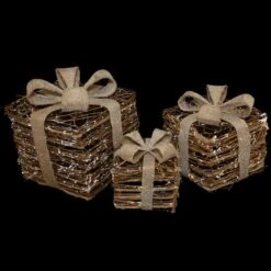 Northlight Lighted Rattan Gift Boxes With Burlap Bows Tabletop Christmas Decorations Set 15 Northlight Lighted Rattan Gift Boxes With Burlap Bows Tabletop Christmas Decorations Set -Northlight Decor Store D676316S 14