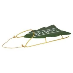 Northlight 18.25'' Green Wooden Believe Christmas Snow Sled Decoration 12 Northlight 18.25'' Green Wooden Believe Christmas Snow Sled Decoration -Northlight Decor Store D676319S 2