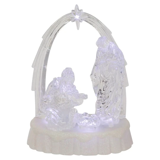 Northlight 7'' LED Lighted Musical Icy Crystal Nativity Scene Christmas Decoration 2 Northlight 7'' LED Lighted Musical Icy Crystal Nativity Scene Christmas Decoration - Image 2