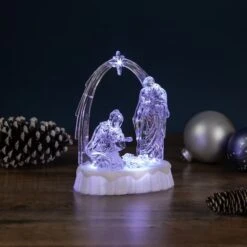 Northlight 7'' LED Lighted Musical Icy Crystal Nativity Scene Christmas Decoration 9 Northlight 7'' LED Lighted Musical Icy Crystal Nativity Scene Christmas Decoration -Northlight Decor Store D676324S 2