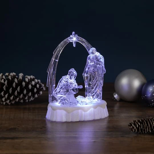 Northlight 7'' LED Lighted Musical Icy Crystal Nativity Scene Christmas Decoration 3 Northlight 7'' LED Lighted Musical Icy Crystal Nativity Scene Christmas Decoration - Image 3