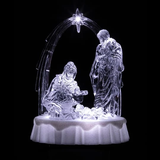 Northlight 7'' LED Lighted Musical Icy Crystal Nativity Scene Christmas Decoration 4 Northlight 7'' LED Lighted Musical Icy Crystal Nativity Scene Christmas Decoration - Image 4