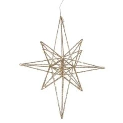 Northlight 12'' Warm White LED Lighted B/O Gold Glittered Geometric Star Christmas Decoration