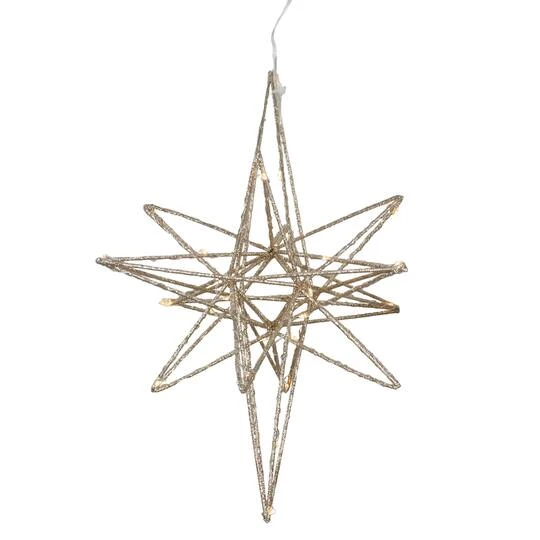 Northlight 12'' Warm White LED Lighted B/O Gold Glittered Geometric Star Christmas Decoration 3 Northlight 12'' Warm White LED Lighted B/O Gold Glittered Geometric Star Christmas Decoration - Image 3