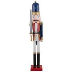 Northlight 48.25'' Blue And White Christmas Nutcracker Soldier With Sword Decoration -Northlight Decor Store D676330S 11