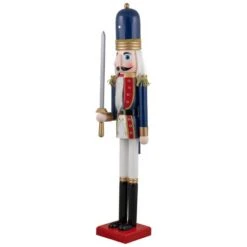 Northlight 48.25'' Blue And White Christmas Nutcracker Soldier With Sword Decoration -Northlight Decor Store D676330S 13