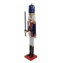 Northlight 48.25'' Blue And White Christmas Nutcracker Soldier With Sword Decoration -Northlight Decor Store D676330S 2