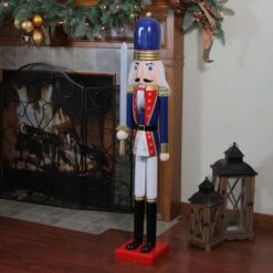 Northlight 48.25'' Blue And White Christmas Nutcracker Soldier With Sword Decoration -Northlight Decor Store D676330S 4