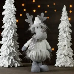 Northlight 12.5'' Gray And White Standing Moose Tabletop Christmas Decoration -Northlight Decor Store D676333S 2