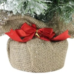 Northlight 18" Unlit Flocked Pine Artificial Christmas Tree In Burlap Base -Northlight Decor Store D676640S 5