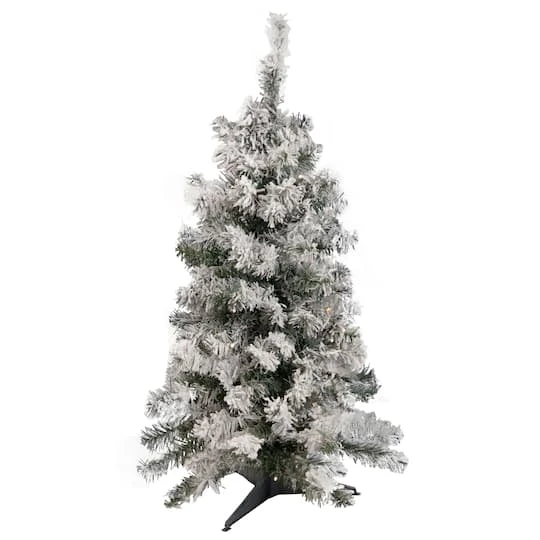 Northlight 3ft. Pre-Lit Heavy Flocked Pine Artificial Christmas Tree, Warm White LED Lights 2 Northlight 3ft. Pre-Lit Heavy Flocked Pine Artificial Christmas Tree, Warm White LED Lights - Image 2