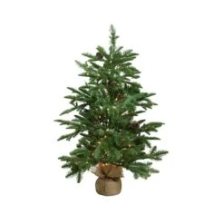 Northlight 3ft. Pre-Lit Viella Norway Spruce Artificial Christmas Tree In Burlap Base, Clear Lights