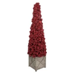 Northlight 4ft. Red Berry Cone Potted Christmas Topiary -Northlight Decor Store D755868S 3