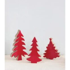 Hello Honey® 11.8" Red Enameled Mango Wood Christmas Tree Décor -Northlight Decor Store D758762S 2