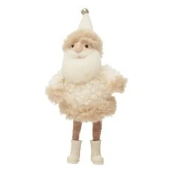 Hello Honey® 7" Cream Wool Felt Santa With Jingle Bell Hat