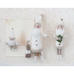 Hello Honey® 7" Cream Wool Felt Santa With Jingle Bell Hat -Northlight Decor Store D758798S 2