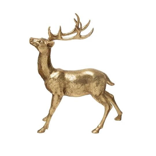 Hello Honey® 14.5" Decorative Gold Standing Deer Figurine 2 Hello Honey® 14.5" Decorative Gold Standing Deer Figurine - Image 2