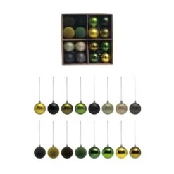 Hello Honey® 10" Green Flocked, Glitter, Matte & Pearlized Plastic Ball Ornaments Box Set