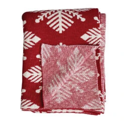 Hello Honey® Red & White Snowflake Two-Sided Cotton Knit Slub Throw