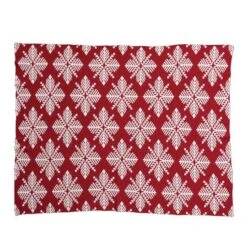 Hello Honey® Red & White Snowflake Two-Sided Cotton Knit Slub Throw 8 Hello Honey® Red & White Snowflake Two-Sided Cotton Knit Slub Throw -Northlight Decor Store D758831S 3