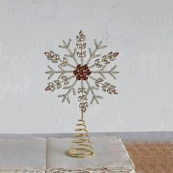 Hello Honey® 11" Metal, Glass & Acrylic Snowflake Tree Topper With Jewels 6 Hello Honey® 11" Metal, Glass & Acrylic Snowflake Tree Topper With Jewels -Northlight Decor Store D758837S 2