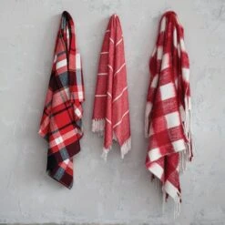 Hello Honey® Red & White Plaid Woven Acrylic Throw With Fringe 7 Hello Honey® Red & White Plaid Woven Acrylic Throw With Fringe -Northlight Decor Store D758850S 2