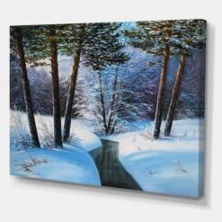 Designart Christmas Forest With River & Trees IIICanvas Wall Art -Northlight Decor Store M20023701 2